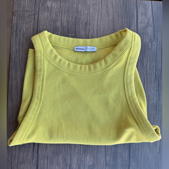 Bershka Lime Green Muscle Ribbed Tee Size M - Picture 7 of 7